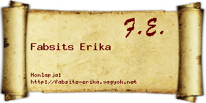 Fabsits Erika névjegykártya